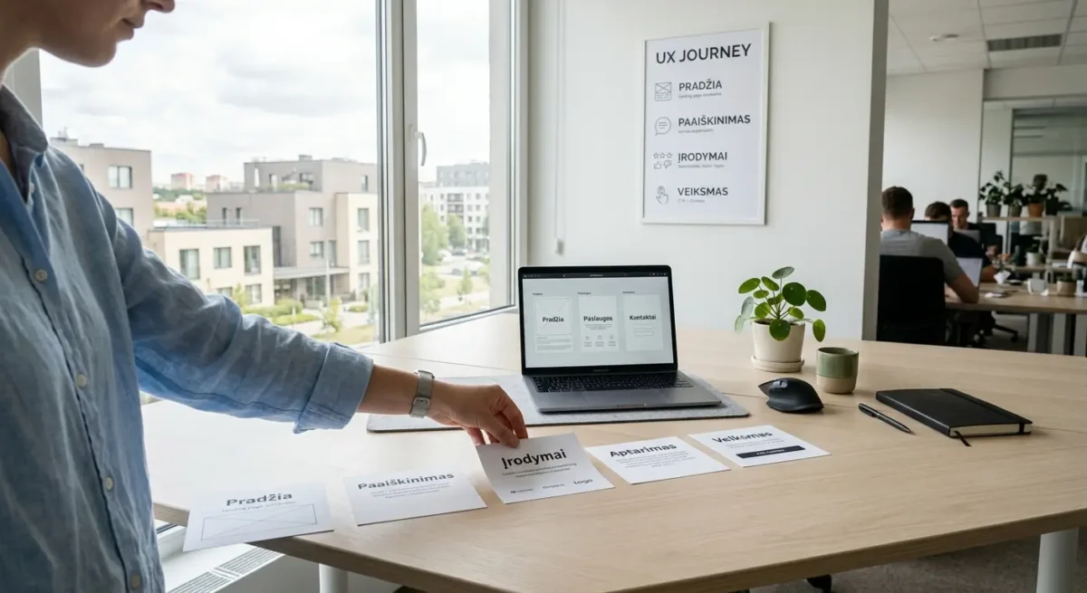 Sekcijų tvarka turi kurti logišką kelią, o ne būti atsitiktinė